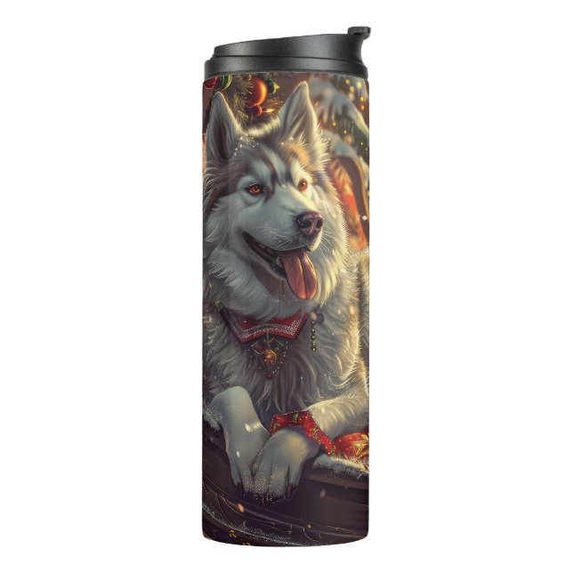 Finnish Laphund Dog Christmas Festive Thermal Tumbler (Rotated Left)