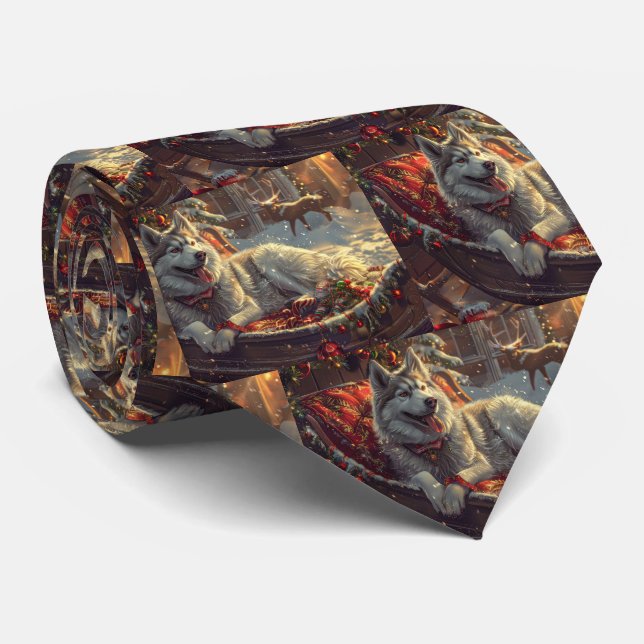 Finnish Laphund Dog Christmas Festive Tie (Rolled)
