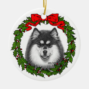 Finnish Lapphund Art by Glenda S. Harlan Ceramic Tree Decoration