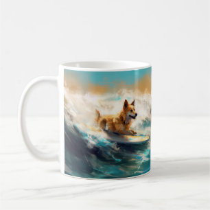 Finnish Lapphund Beach Surfing Painting Coffee Mug