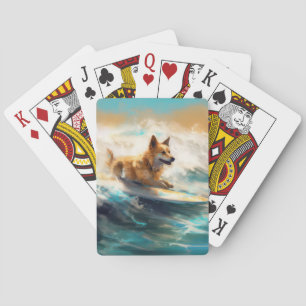 Finnish Lapphund Beach Surfing Painting Playing Cards