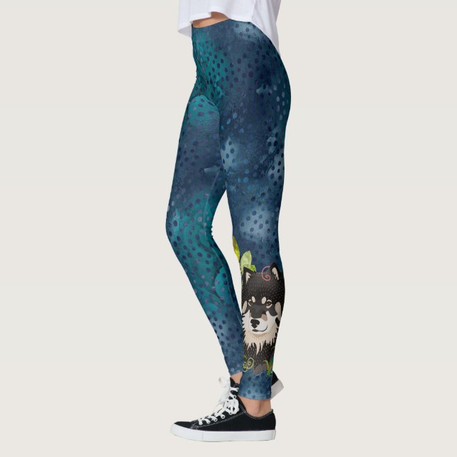 Finnish Lapphund  (blue tones) leggings (Left)