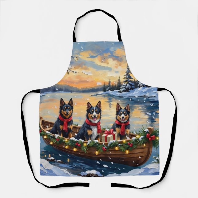 Finnish Lapphund Christmas Boat Holiday Apron (Front)