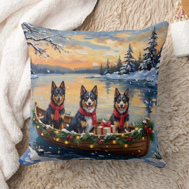 Finnish Lapphund Christmas Boat Holiday Cushion (Blanket)