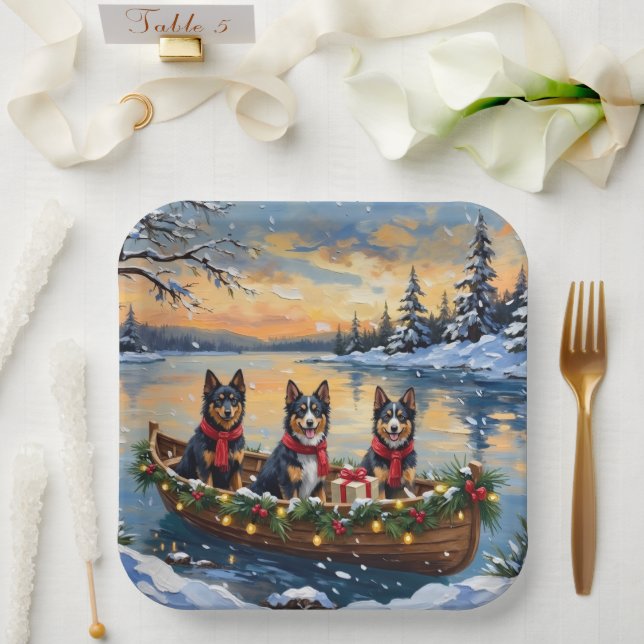 Finnish Lapphund Christmas Boat Holiday Paper Plate (Wedding)