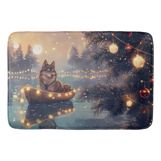 Finnish Lapphund Christmas Festive Voyage Bath Mat (Front)
