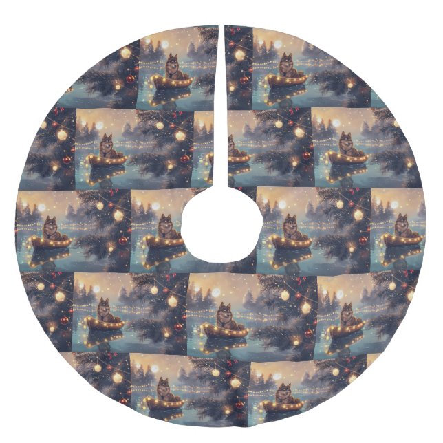 Finnish Lapphund Christmas Festive Voyage Brushed Polyester Tree Skirt (Front)