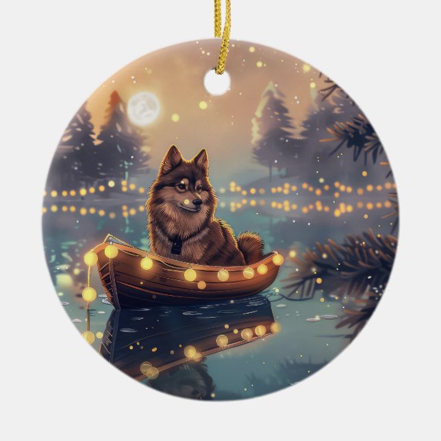 Finnish Lapphund Christmas Festive Voyage Ceramic Tree Decoration (Front)