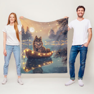 Finnish Lapphund Christmas Festive Voyage Fleece Blanket