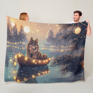 Finnish Lapphund Christmas Festive Voyage Fleece Blanket