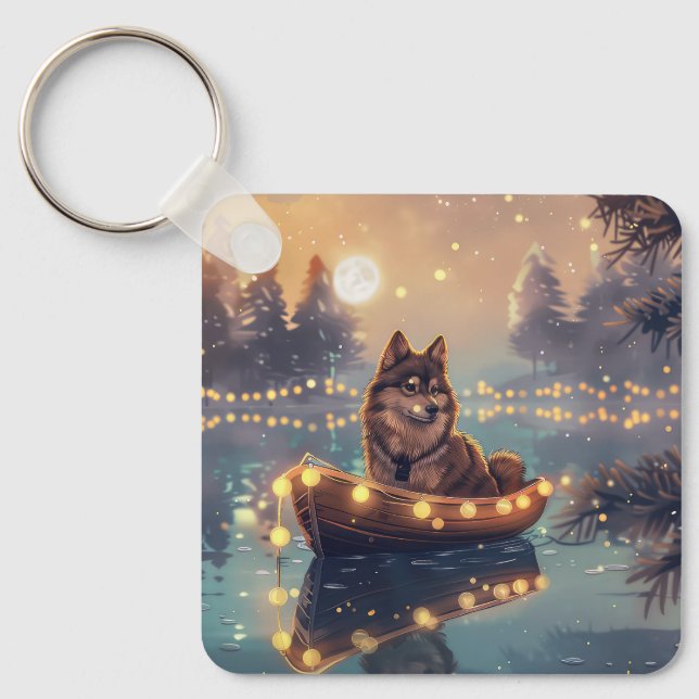 Finnish Lapphund Christmas Festive Voyage Key Ring (Front)