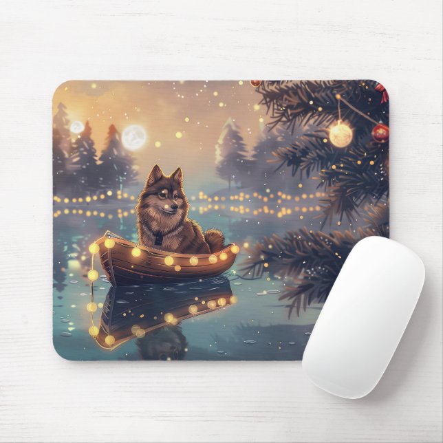 Finnish Lapphund Christmas Festive Voyage Mouse Mat (With Mouse)