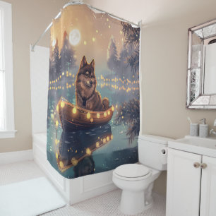 Finnish Lapphund Christmas Festive Voyage Shower Curtain