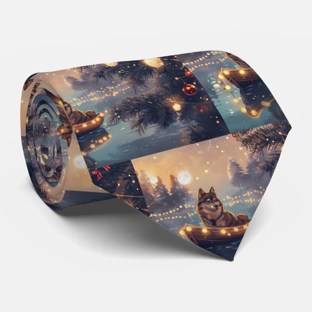 Finnish Lapphund Christmas Festive Voyage Tie (Rolled)