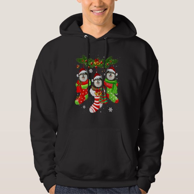Finnish Lapphund Christmas Socks Tree Light Xmas S Hoodie (Front)