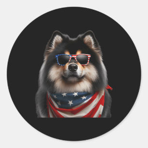 Finnish Lapphund Dog 4th Of July American Independ Classic Round Sticker