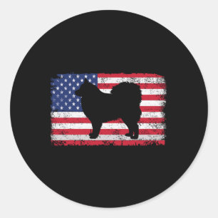 Finnish Lapphund Dog 4th Of July Patriotic America Classic Round Sticker