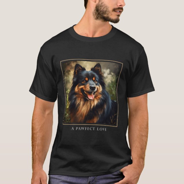 Finnish Lapphund Dog Garden Flowers Painting Pet M T-Shirt (Front)