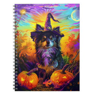 Finnish Lapphund Dog Halloween Witch And Pumpkin Notebook