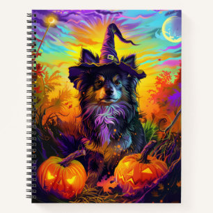 Finnish Lapphund Dog Halloween Witch And Pumpkin Notebook