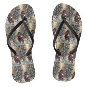Finnish Lapphund Dog Riding Motorcycle Christmas  Flip Flops