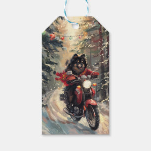 Finnish Lapphund Dog Riding Motorcycle Christmas  Gift Tags