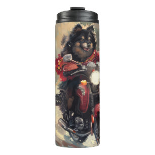 Finnish Lapphund Dog Riding Motorcycle Christmas  Thermal Tumbler
