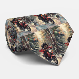Finnish Lapphund Dog Riding Motorcycle Christmas  Tie