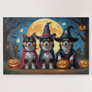 Finnish Lapphund Dogs Pumpkin Halloween Funny Jigsaw Puzzle