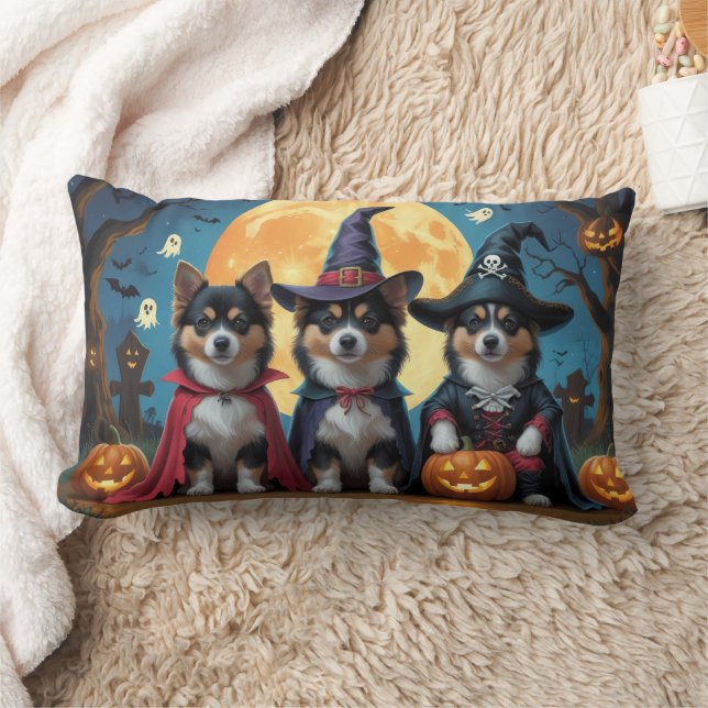 Finnish Lapphund Dogs Pumpkin Halloween Funny Lumbar Cushion (Blanket)