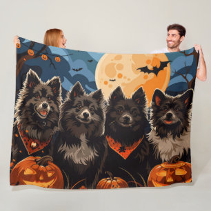 Finnish Lapphund Halloween Spooky Fleece Blanket