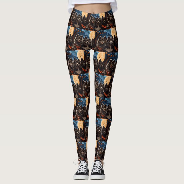 Finnish Lapphund Halloween Spooky Leggings (Front)