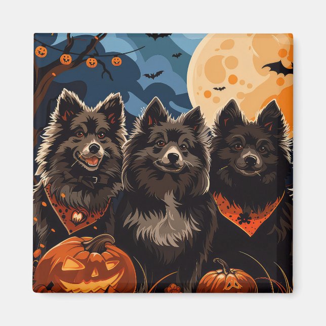 Finnish Lapphund Halloween Spooky Magnet (Front)