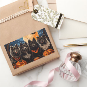 Finnish Lapphund Halloween Spooky Rectangular Sticker