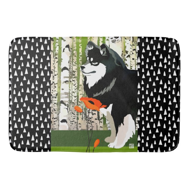 FINNISH LAPPHUND IN POPPIES   crate or bath mat (Front)