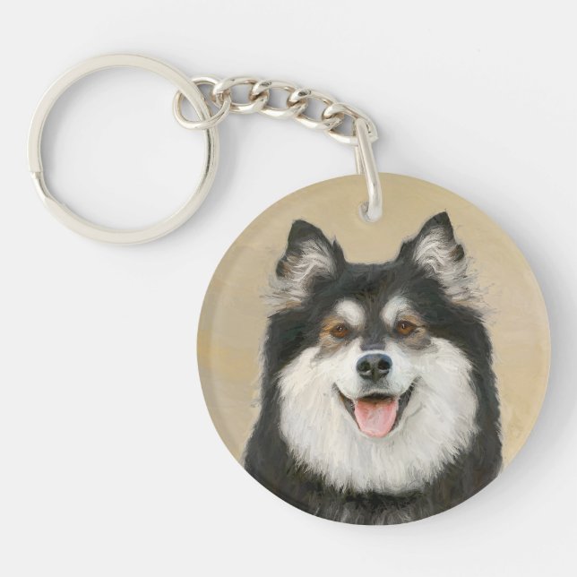 Finnish Lapphund Painting - Cute Original Dog Art Key Ring (Front)