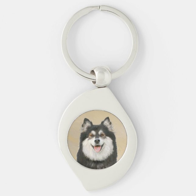 Finnish Lapphund Painting - Cute Original Dog Art Key Ring (Front)