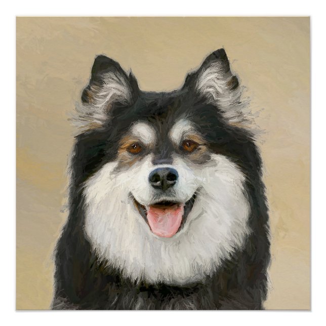 Finnish Lapphund Painting - Cute Original Dog Art Poster (Front)