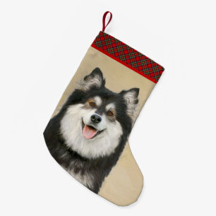 Finnish Lapphund Painting - Cute Original Dog Art Small Christmas Stocking