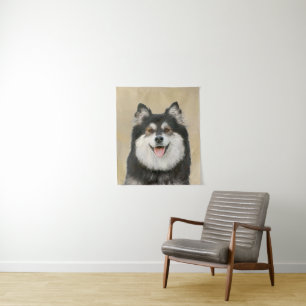 Finnish Lapphund Painting - Cute Original Dog Art Tapestry