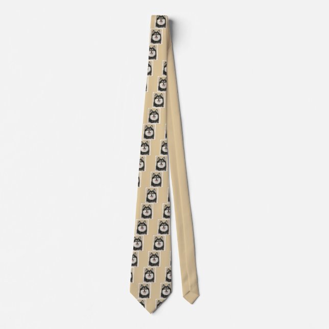 Finnish Lapphund Painting - Cute Original Dog Art Tie (Front)