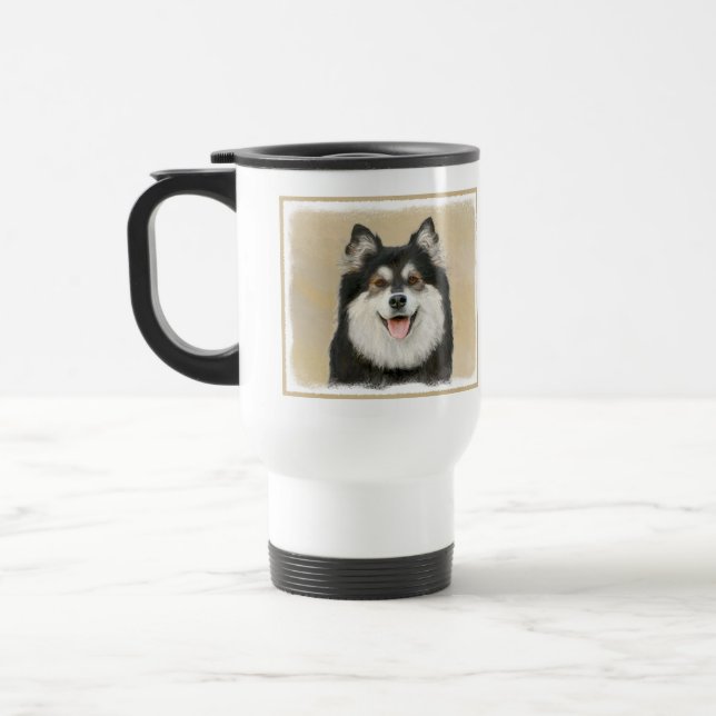 Finnish Lapphund Painting - Cute Original Dog Art Travel Mug (Left)