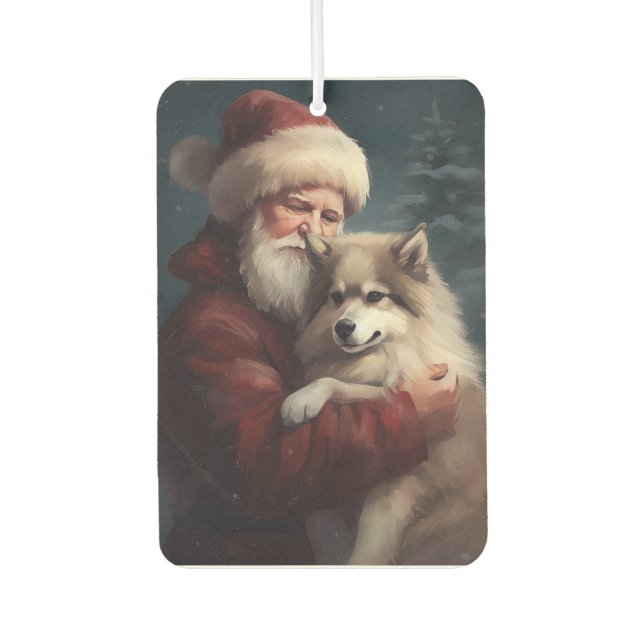 Finnish Lapphund Santa Claus Festive Christmas Car Air Freshener (Front)