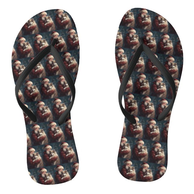Finnish Lapphund Santa Claus Festive Christmas Flip Flops (Footbed)