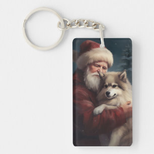 Finnish Lapphund Santa Claus Festive Christmas Key Ring