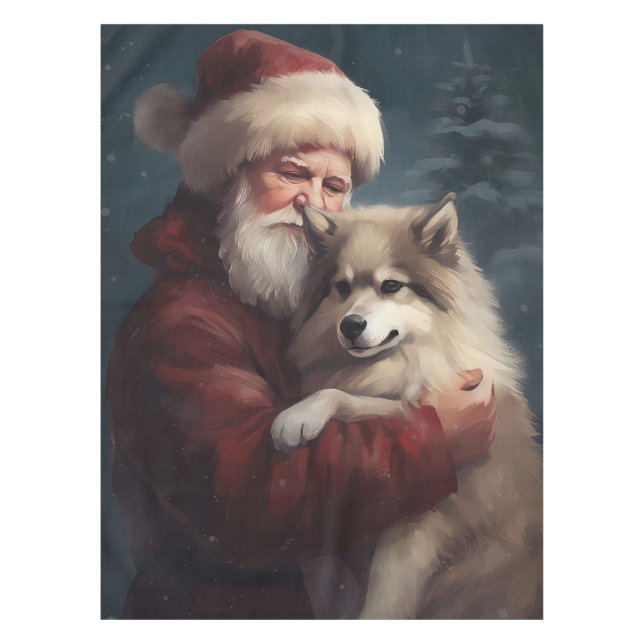 Finnish Lapphund Santa Claus Festive Christmas Tablecloth (Front)