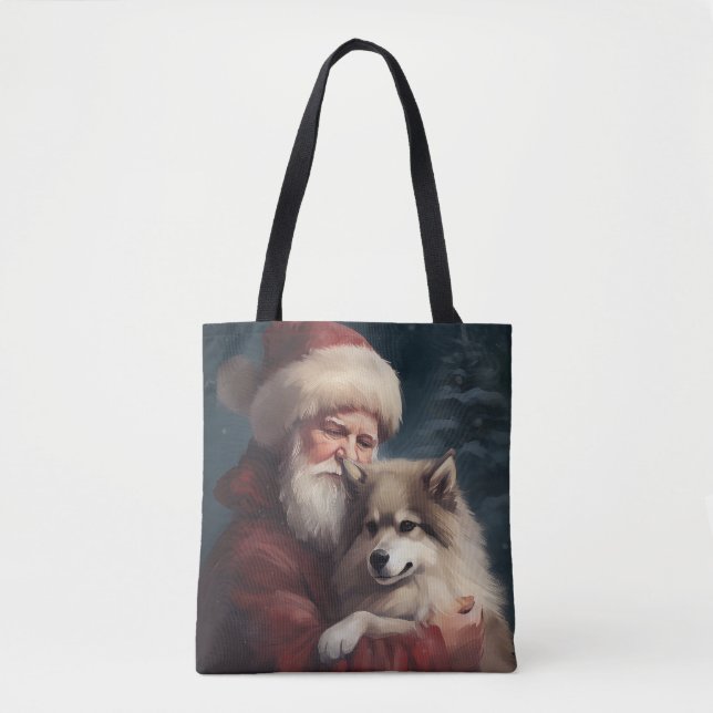 Finnish Lapphund Santa Claus Festive Christmas Tote Bag (Front)