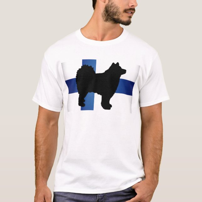 finnish lapphund silhouette flag T-Shirt (Front)