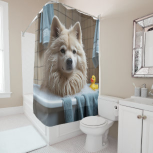 Finnish Lapphund  Sloppy Sleepy Cute Funny  Shower Curtain