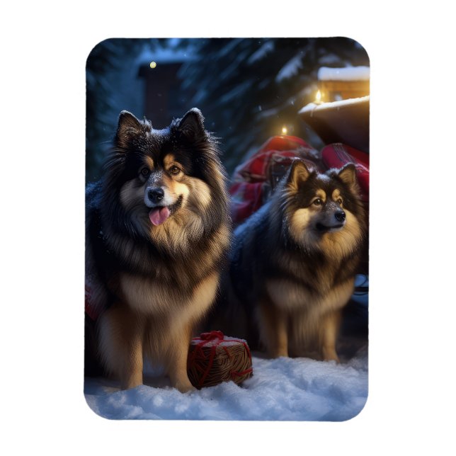 Finnish Lapphund Snowy Sleigh Christmas Decor  Magnet (Vertical)